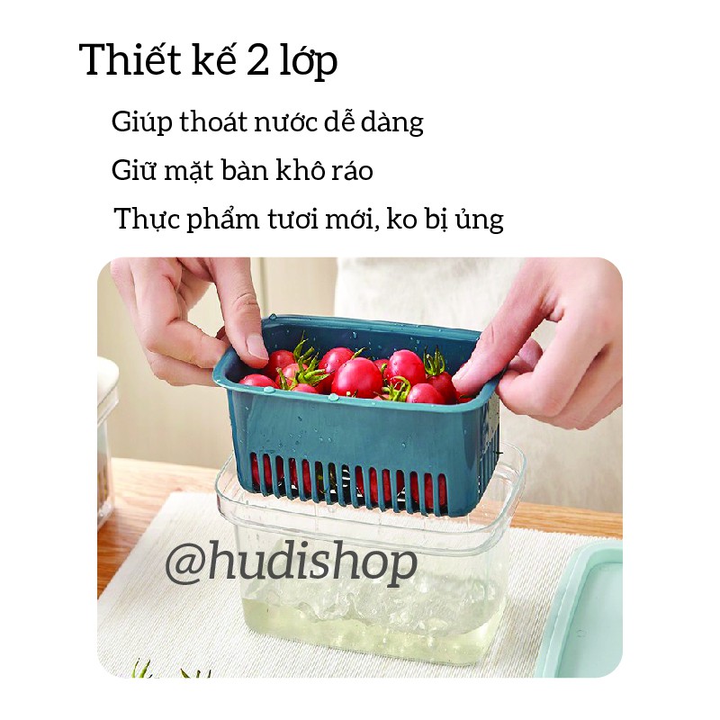 Hộp Nhựa Đựng Thực Phẩm Cao Cấp, 2 Ngăn Có Nắp, Khay Để Tủ Lạnh Tiện Lợi Chống Mùi, Chống Vi Khuẩn - GD370 Hudishop | BigBuy360 - bigbuy360.vn