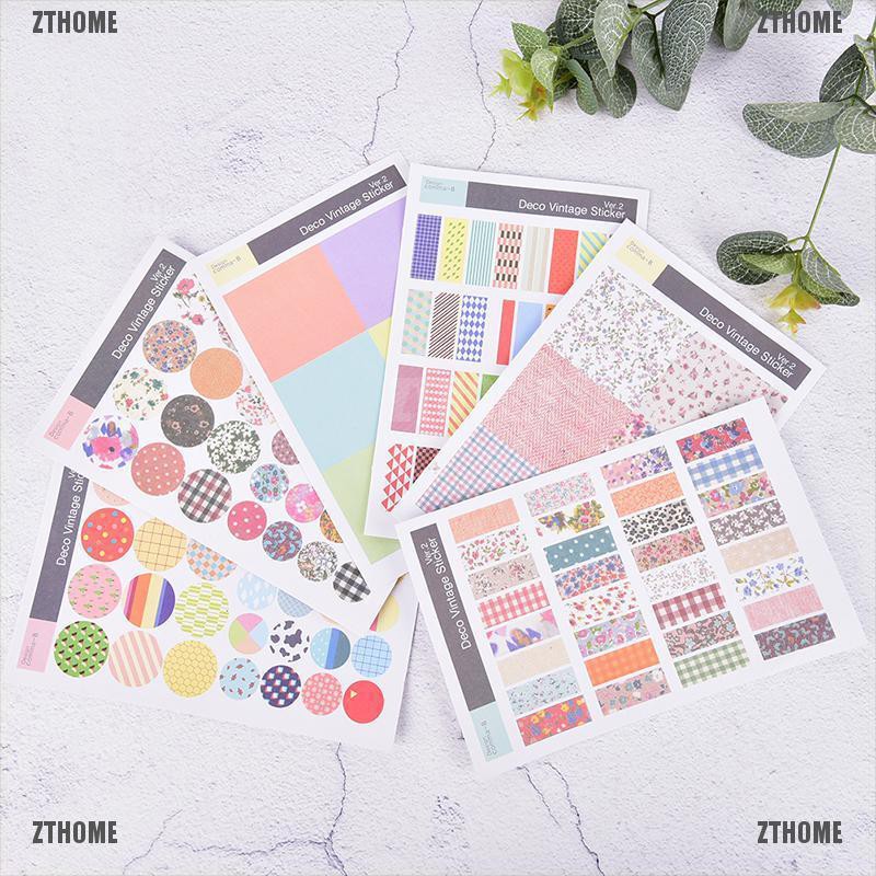 Set 6 Tờ Hình Dán Trang Trí Sổ Tay Phong Cách Vintage
