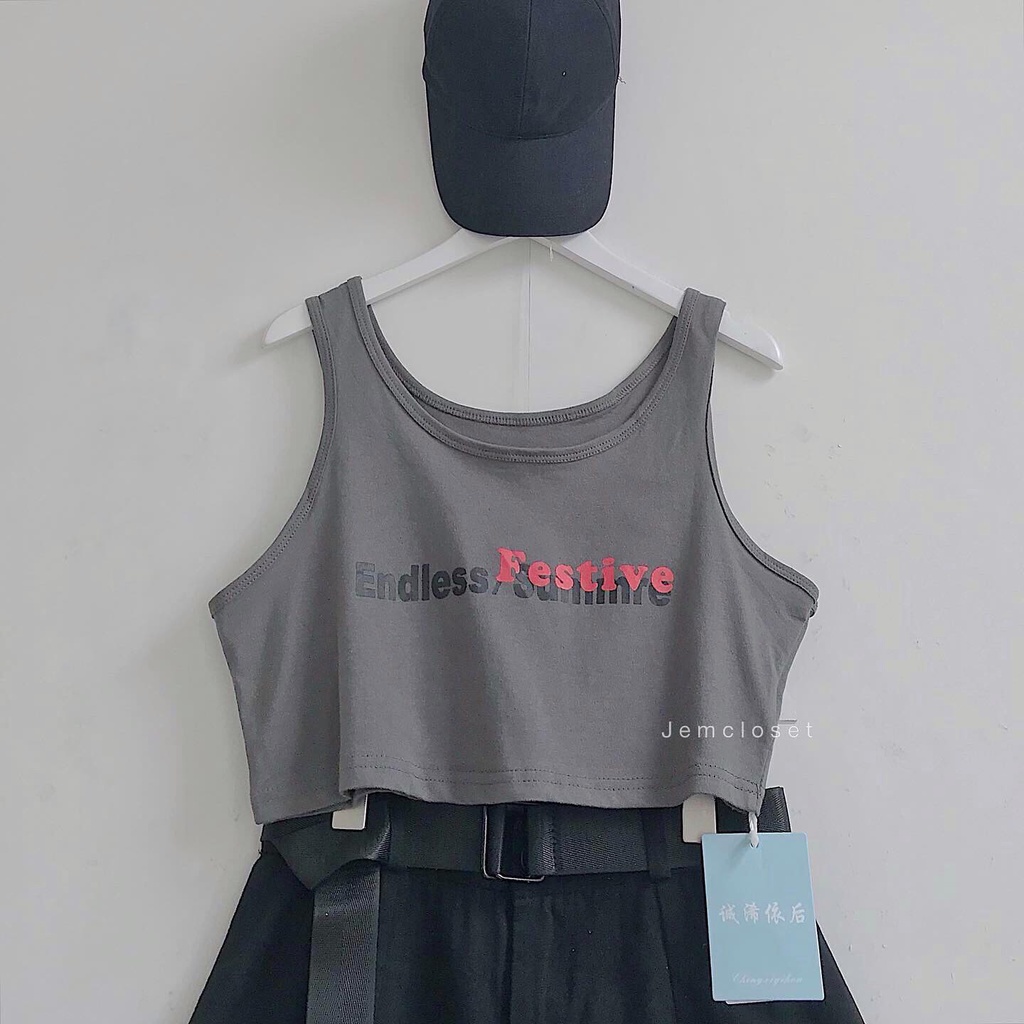 Áo Croptop Không Tay Croptop Ba Lỗ Chất Liệu Cotton Vận Động Thoải Mái Trẻ Trung Hiện Đại - 1638 GOUS OFFICIAL