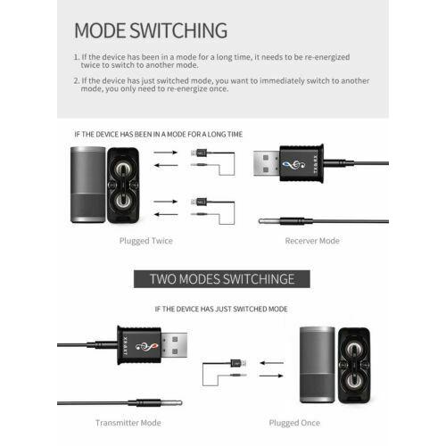 USB Bluetooth 5.0 Audio Transmitter Receiver Adapter for TV PC Car AUX Speaker