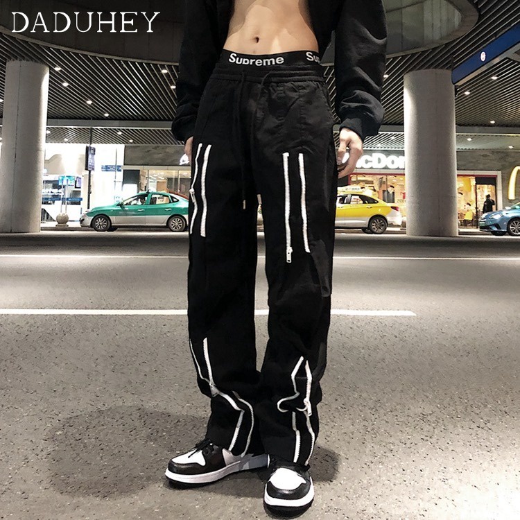 DaDuHey Men's Autumn Trendy Korean Wild Loose Track Pants Ins High Street Fashion Zipper Casual Pants