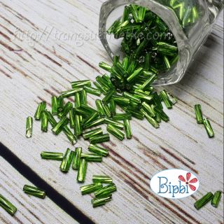 Cườm ống xoắn xanh lá silverline (10gam)