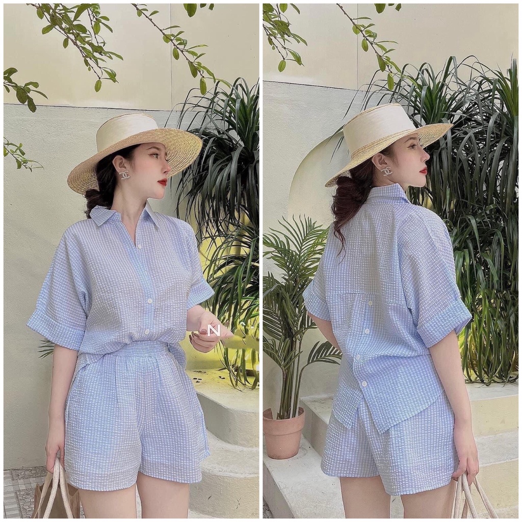 Set Áo Sơ Mi Tay Lở Quần Ngắn Mã T1