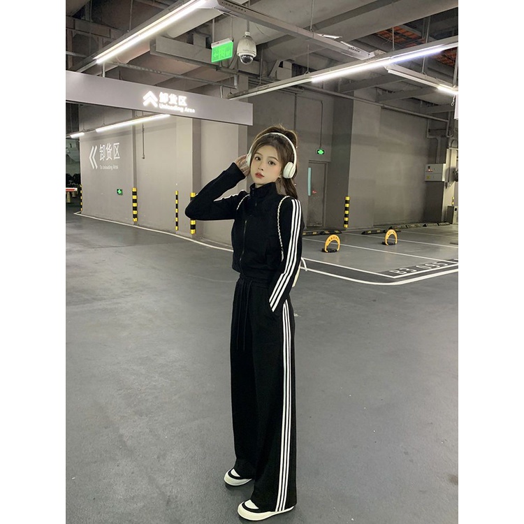 Set đồ COZOKC gồm áo len tay dài và chân váy ngắn/ quần dài thời trang thể thao cho nữ