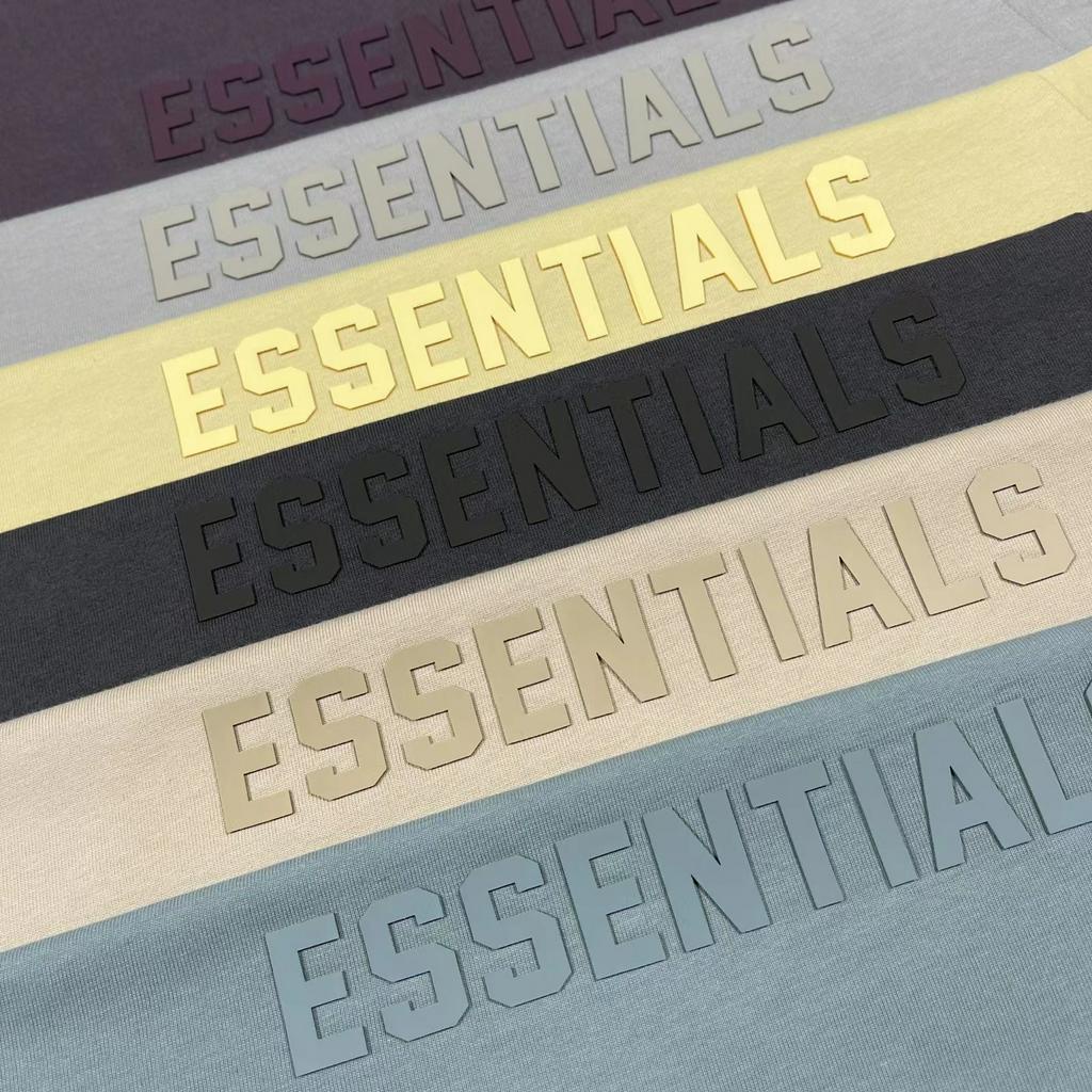 FOG FEAR OF GOD New 23 Double Thread ESSENTIALS Silicone Print Short Sleeve American Fashion Couple T-shirt