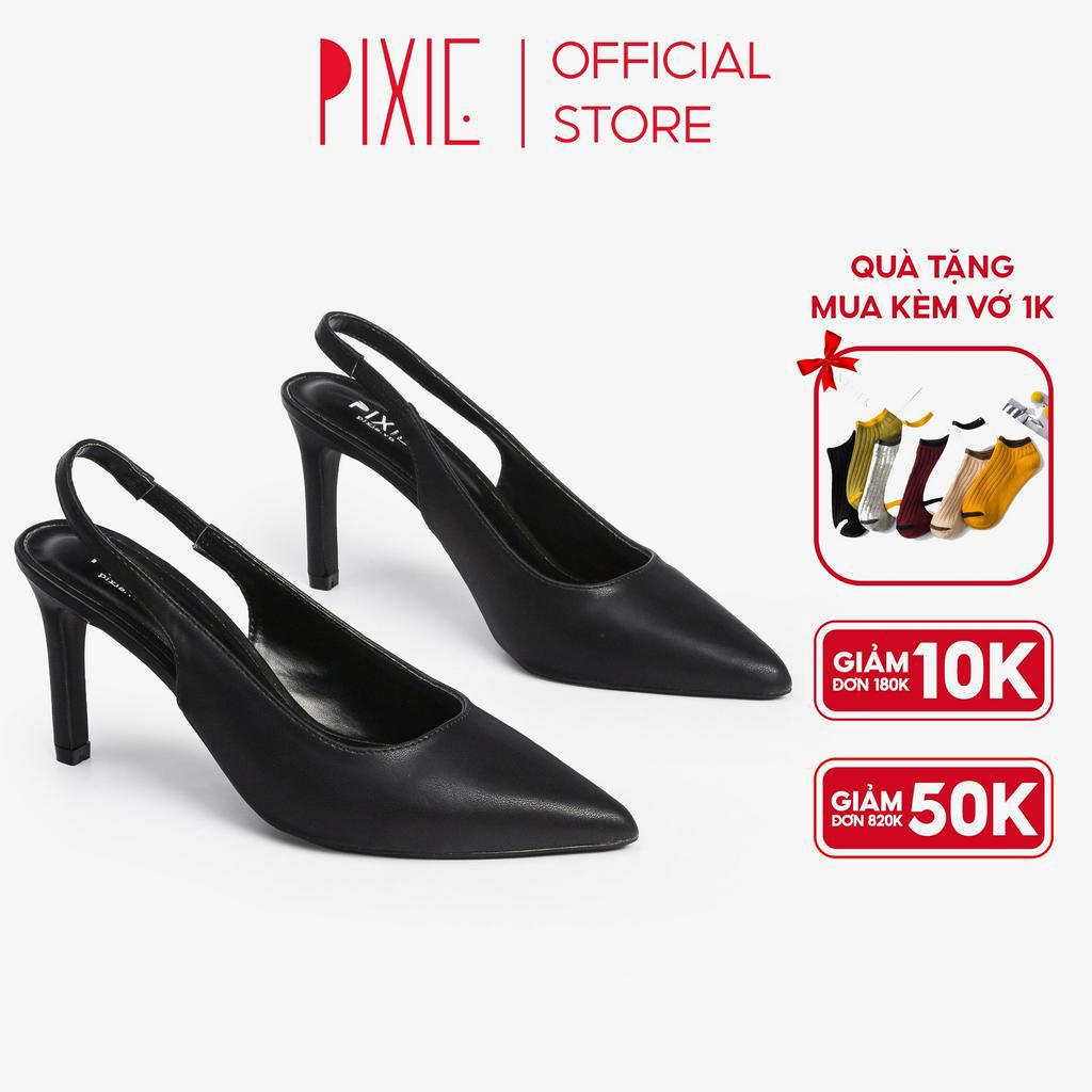 Giày Cao Gót 8cm Hậu Thun Hở Gót H074 Pixie