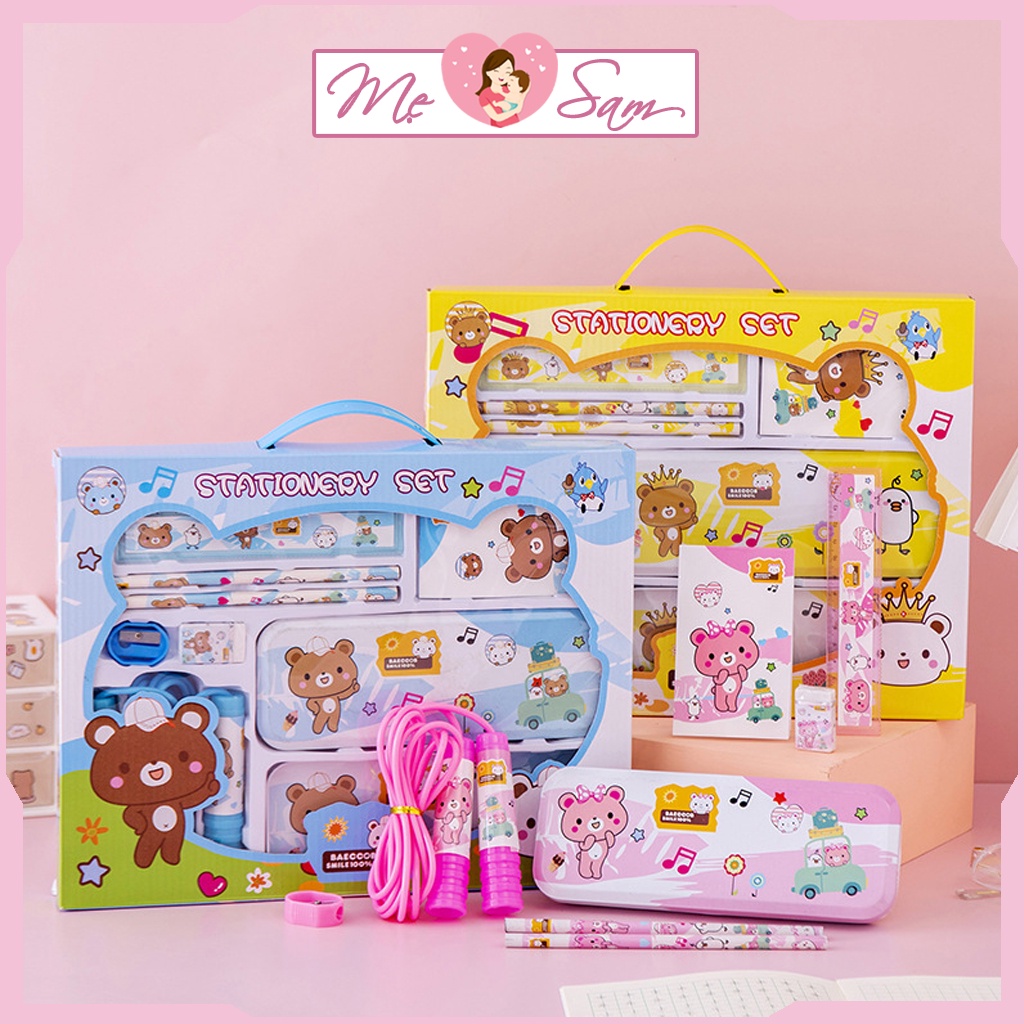 Bộ dụng cụ học tập 7 món hộp bút có kèm dây nhảy cho bé đồ dùng học tập Shop Mẹ Sam
