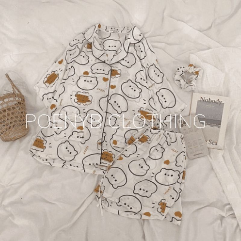 Đồ Bộ PYJAMA Bò Sữa/ Đào/ Cừu/Tim /Gấu POENYB Kiểu bánh bèo dễ thương mặc ngủ ở nhà Ulzzang | BigBuy360 - bigbuy360.vn