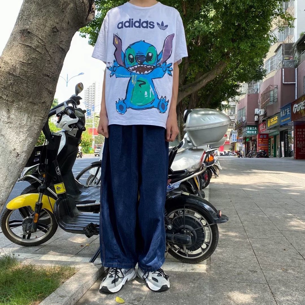 Quần Yếm Jean Ống Rộng Thời Trang Retro Nhật Bản Dành Cho Nữ