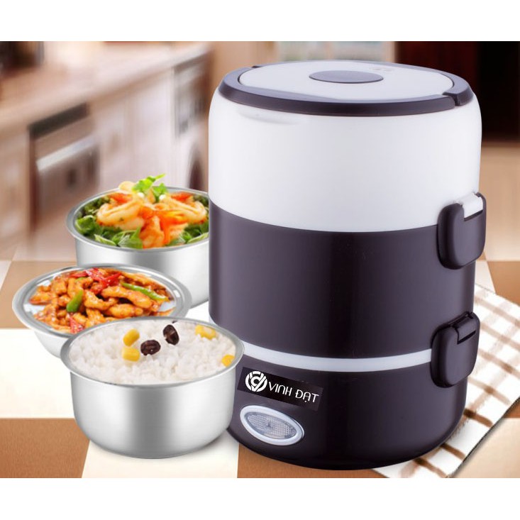 Hộp Cơm Cắm Điện Hâm Nóng Thức Ăn Inox Cao Cấp 3 Tầng Đa Năng