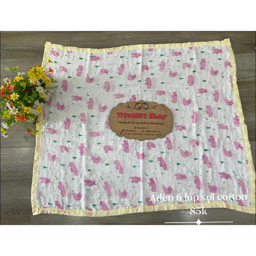 Khăn Tắm Aden 6 Lớp Bo Viền Sợi Cotton Cho Bé, Chăn Đắp Aden Loại đẹp