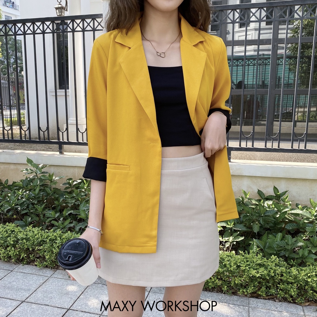 Áo khoác blazer phong cách Hàn Quốc mustard blazer Maxy Workshop