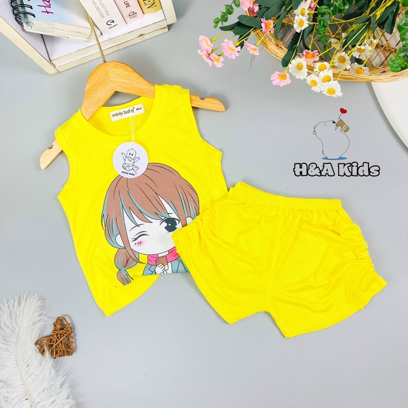 Bộ Ba lỗ rút dây cho bé gái đang yêu sz 7-18 kg