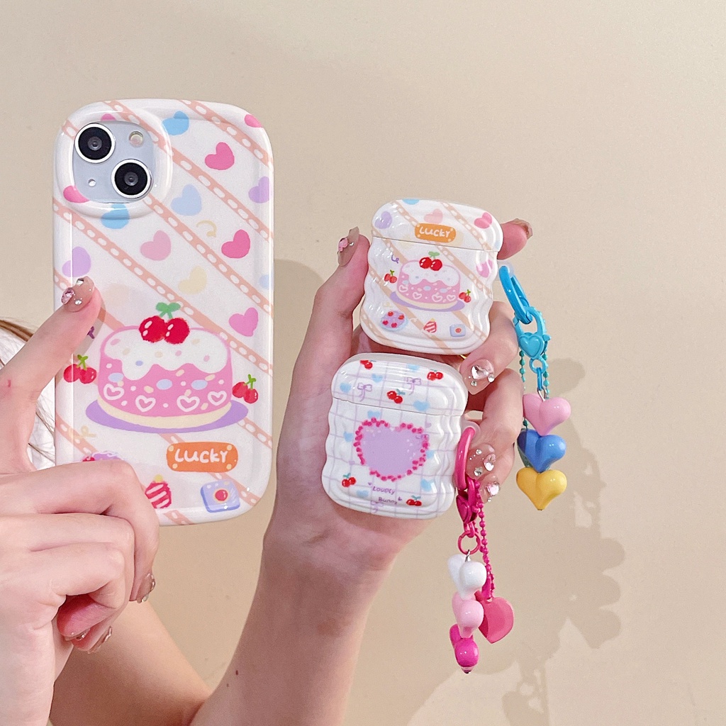 Vỏ Bảo Vệ Hộp Sạc Tai Nghe Bluetooth Không Dây AirPods Pro 1 / 2 3 2021 gen3 imd Bằng Silicon tpu Mềm Hình Bánh Kem Trái Tim Dễ Thương