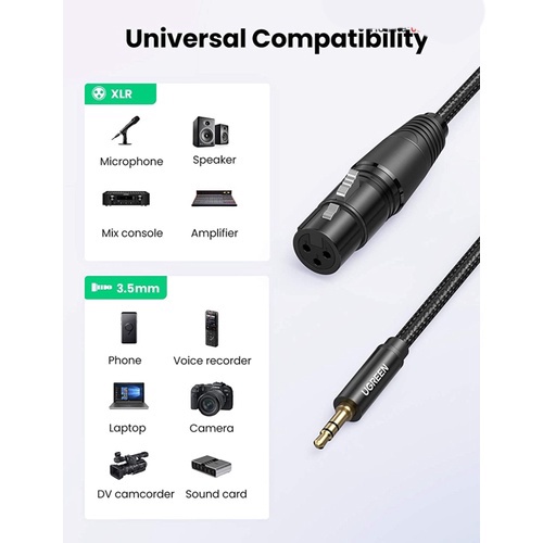 Cáp Audio 3.5mm sang AV Canon  âm dài 1m Ugreen 20763