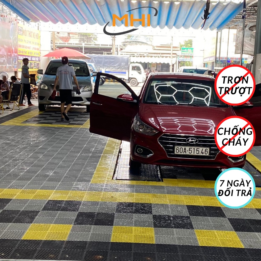 Vỉ nhựa lót sàn Gara ôtô MHI, tấm nhựa PP chịu lực, rửa xe cho gara ô tô / trung tâm chăm sóc xe ô tô