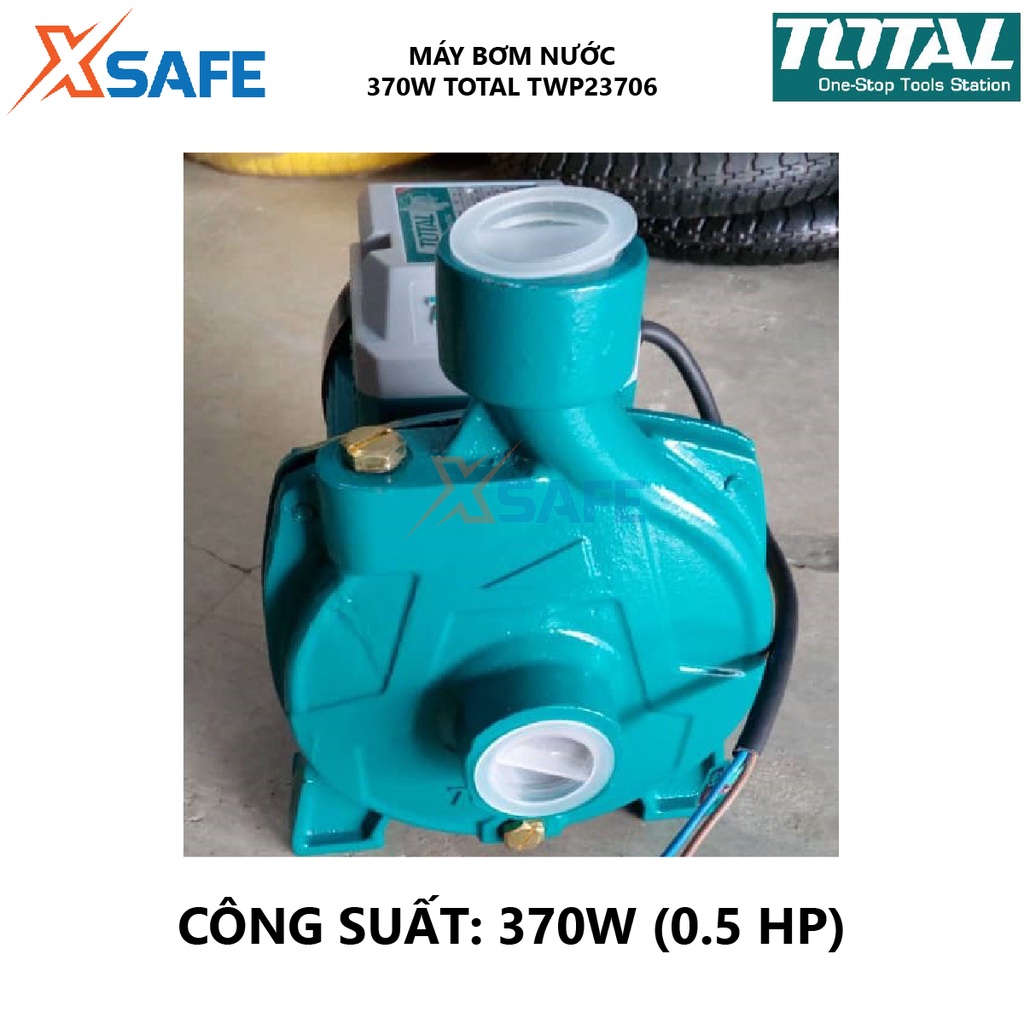 Máy bơm nước TOTAL TWP23706 Máy bơm điện 370W(0.5HP) mô tơ dây đồng, chiều cao bơm tối đa 18m, cánh quạt đồng thau