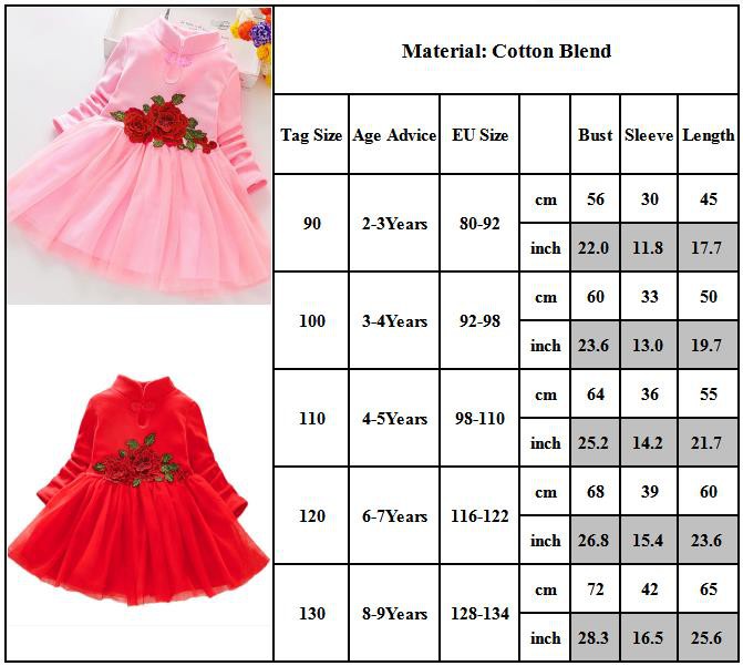 Đầm tay dài hoạ tiết hoa phong cách công chúa cho bé gái