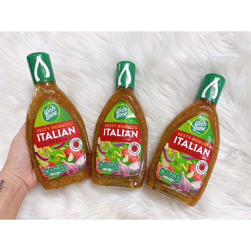 [HÀNG MỸ] Nước sốt trộn Salad Wishbone Zesty Italian 444ml.