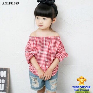 Áo bẹt vai caro đỏ