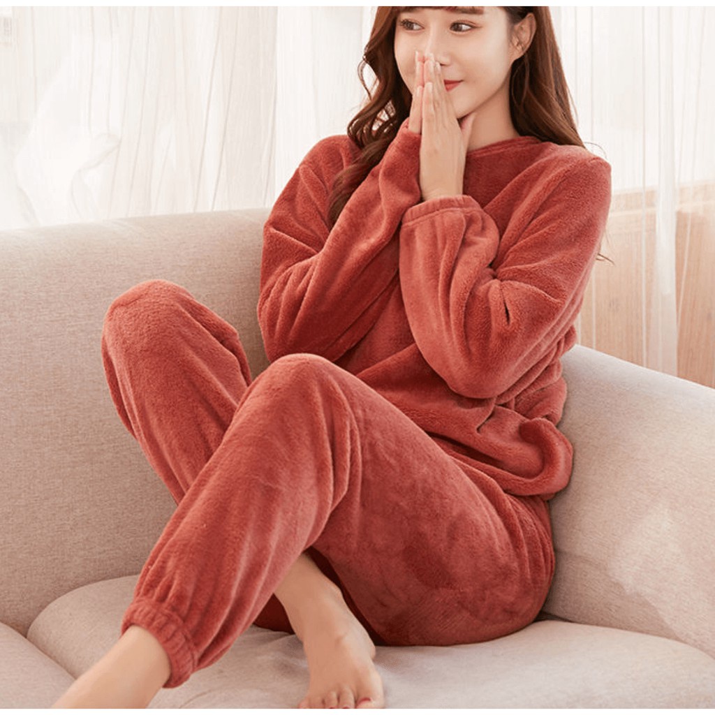 Bộ mặc nhà lót lông siêu ấm hàng quảng châu Bộ ngủ nữ thu đông dài tay cao cấp Sota Shop - Hàng mới về