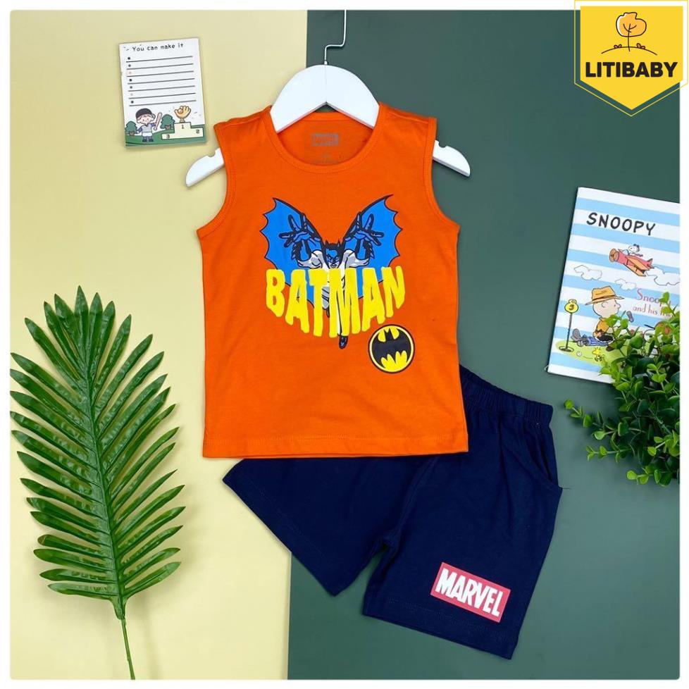 Bộ quần áo bé trai litibaby in hình vũ trụ siêu anh hùng. Mã BMVDSN01