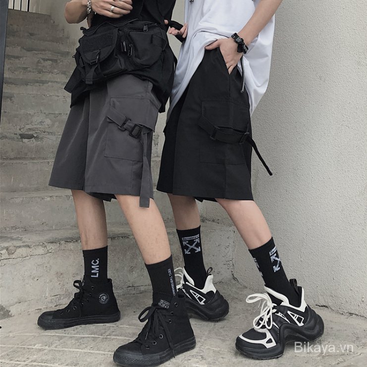 Overalls Women's Korean Style ins Loose Slimming Casual Wide-Leg Pants Student Straight Fifth Pants Shorts Fashion