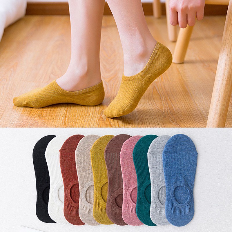 Tất cổ ngắn, vớ lười nửa bàn chân nam nữ màu trơn basic nhiều màu thời trang giá rẻ