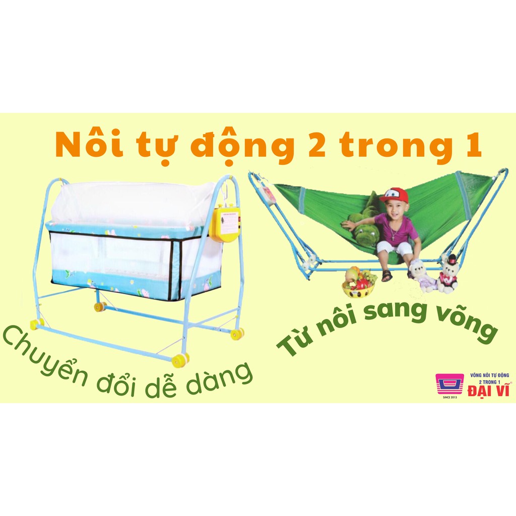 (SIÊU RẺ) Nôi điện cao Đại Vĩ - Nôi mềm 1 tầng 2 trong 1, tặng kèm võng 🔔