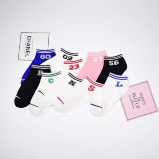 Vỉ 10 đôi tất số thể thao cổ ngắn phong cách Hàn