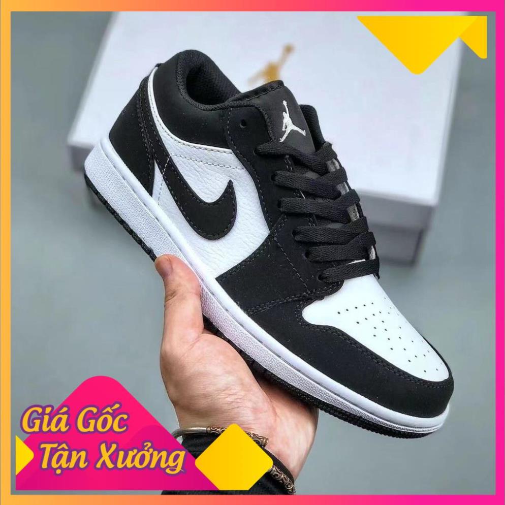 Giày sneaker JORDAN 1 PANDA đen trắng thấp cổ Hot trend nam nữ, Giày thể thao JD1 đen trắng thấp dùng đi học,tập gym