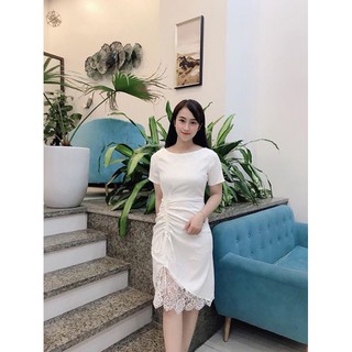 Váy nhún eo phối ren