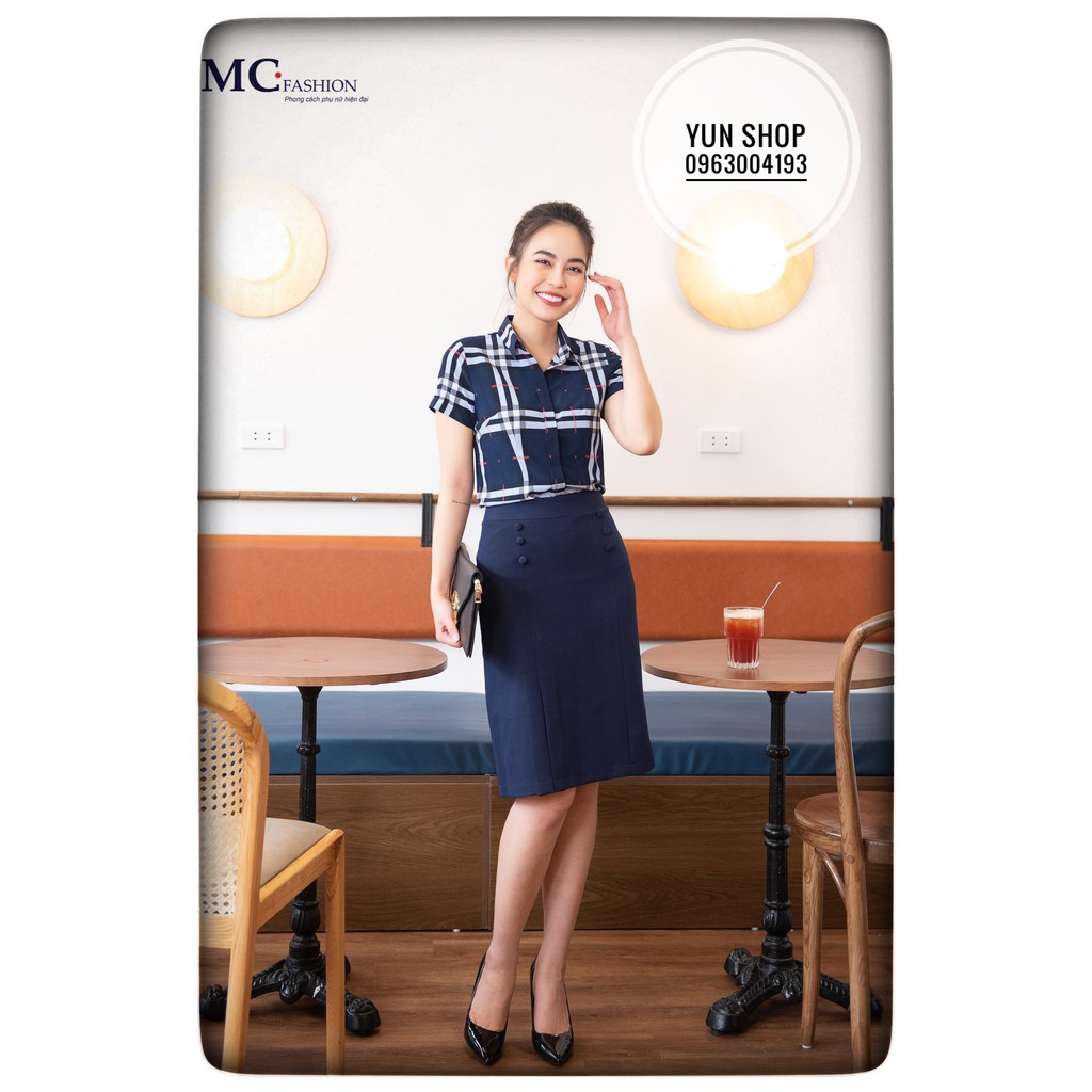 Áo Sơ Mi Công Sở Nữ, Áo Sơ Mi Nữ Đẹp- Kiểu Dáng Thời Trang Chuẩn Hãng MC fashion A665 Kẻ Bbr