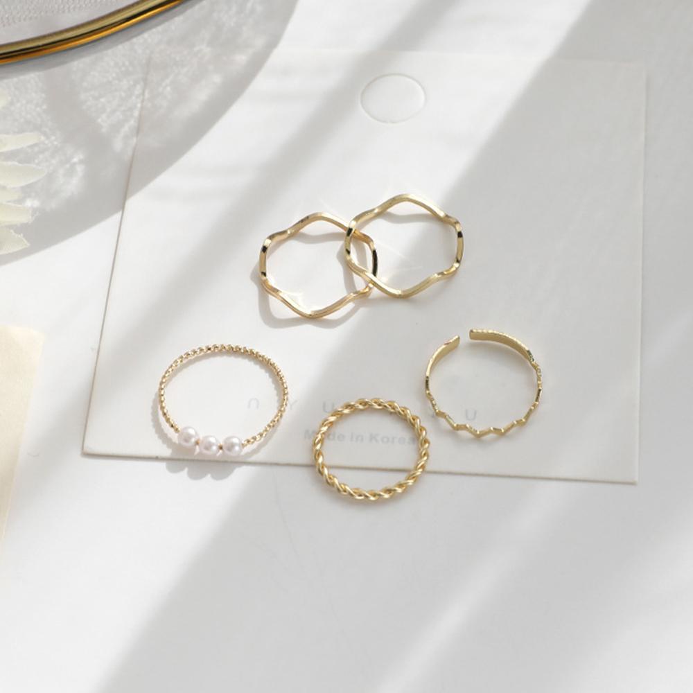 Set 5 Nhẫn Tròn jeremy1 Kiểu Dáng Hình Học Đơn Giản Cho Nữ