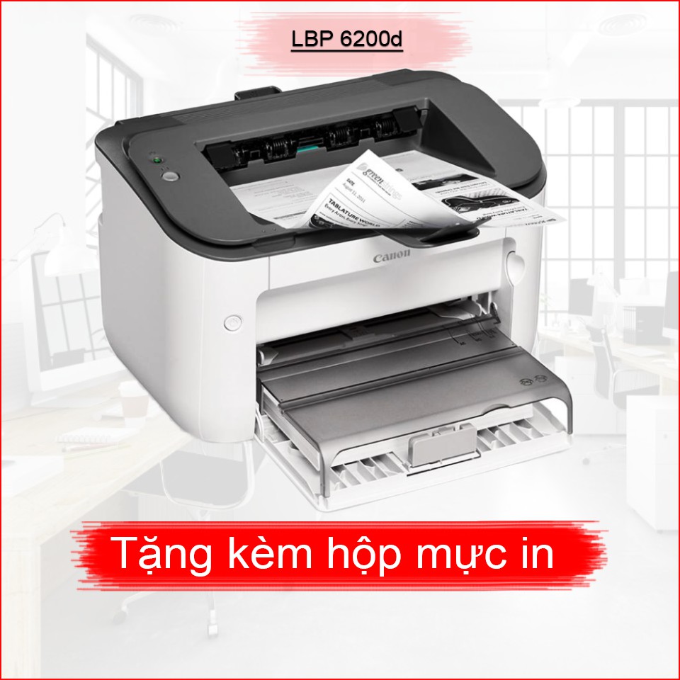 Máy in cũ 2 mặt tự động đảo mặt Canon LBP 6200d - tặng kèm hộp mực , dây nguồn , dây USB mới