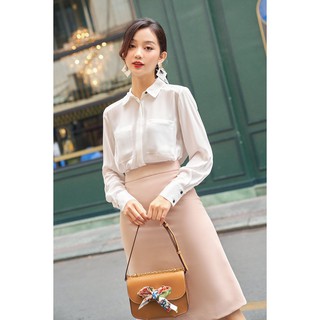 Áo Sơ Mi Lụa Cát Trắng Jee