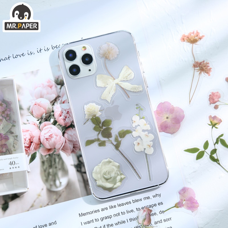 Hình dán nhỏ bỏ túi dòng họa tiết hình hoa được đóng hộp có 4 mẫu thiết kế sáng tạo dùng để DIY trang trí