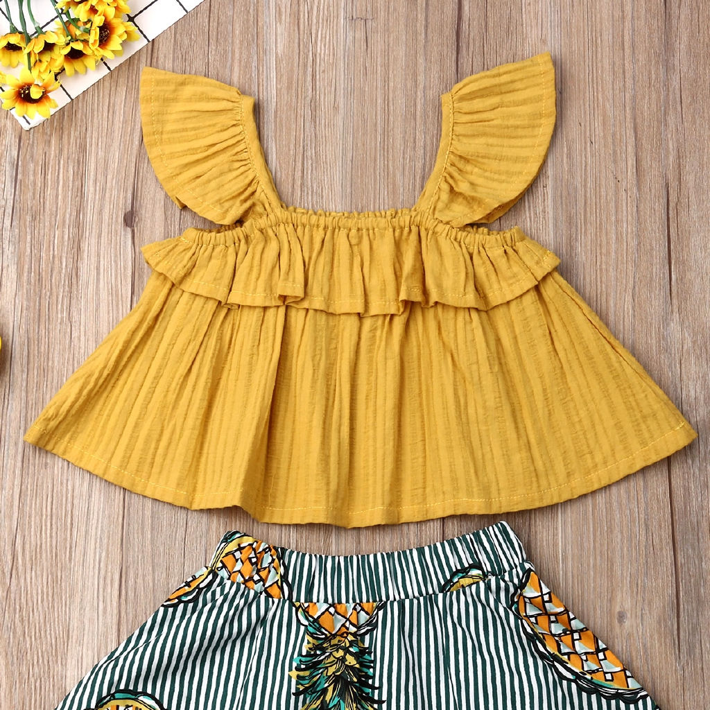 Set áo hai dây hở lưng + chân váy hoa xinh xắn cho bé gái