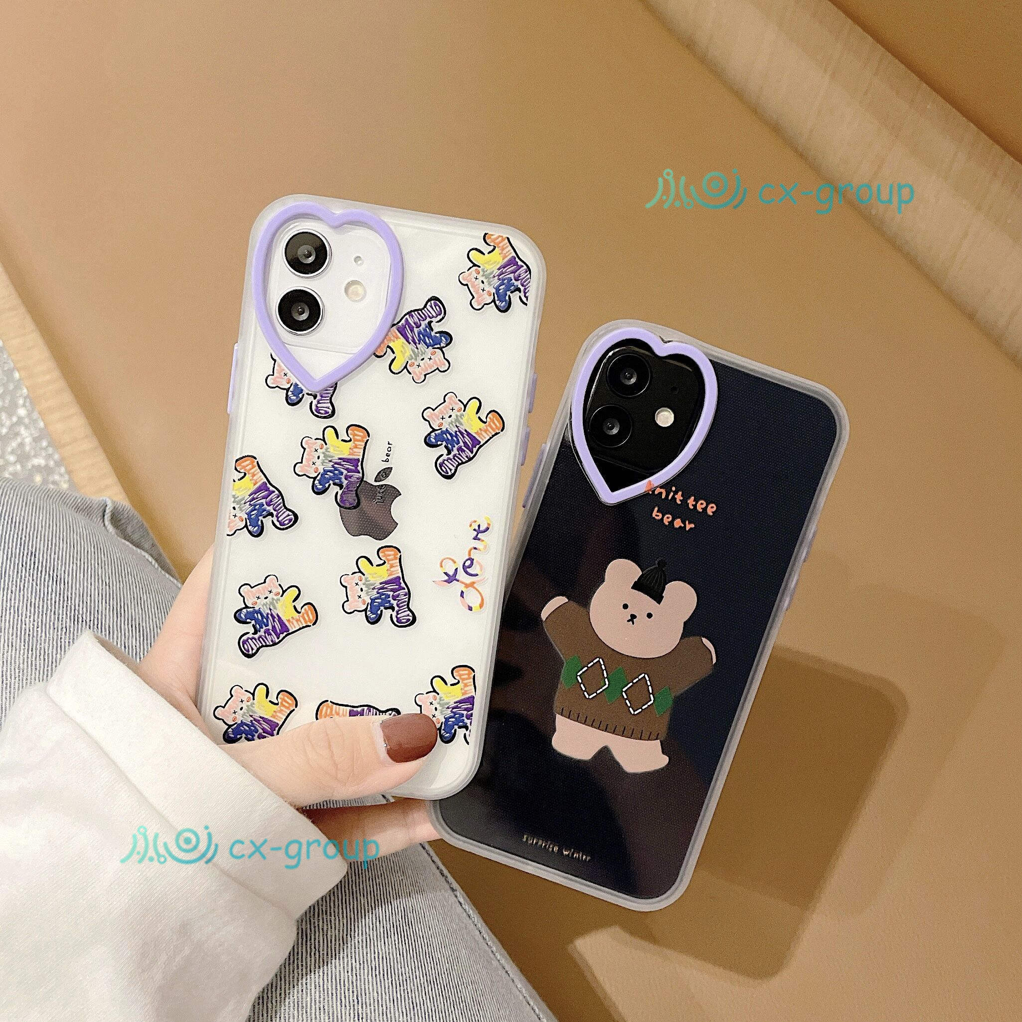 ốp iphone Cute Bear Heart-Shaped Lens Hole Case Apple iphone Case 7+ i7 8 plus soft casing iphone Casing 12 Pro max /12 mini premium soft case for iphone 11 Pro X XS MAX XR full silicone cover camera protector cover