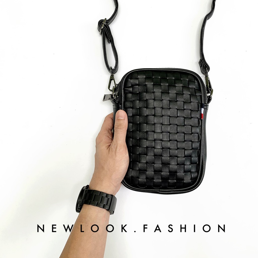 ★ TÚI ĐEO CHÉO NAM NỮ DA PU ĐAN THỦ CÔNG ( 2 ngăn chính + 1 ngăn phụ sau túi ) | BigBuy360 - bigbuy360.vn