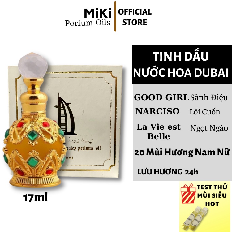 Tinh Dầu Nước Hoa Dubai Chính Hãng Nước Hoa Nam Nữ Mẫu Chai Đá 17ml - MiKiStore - Tinh Dầu Nguyên Chất, Lưu Hương 24h