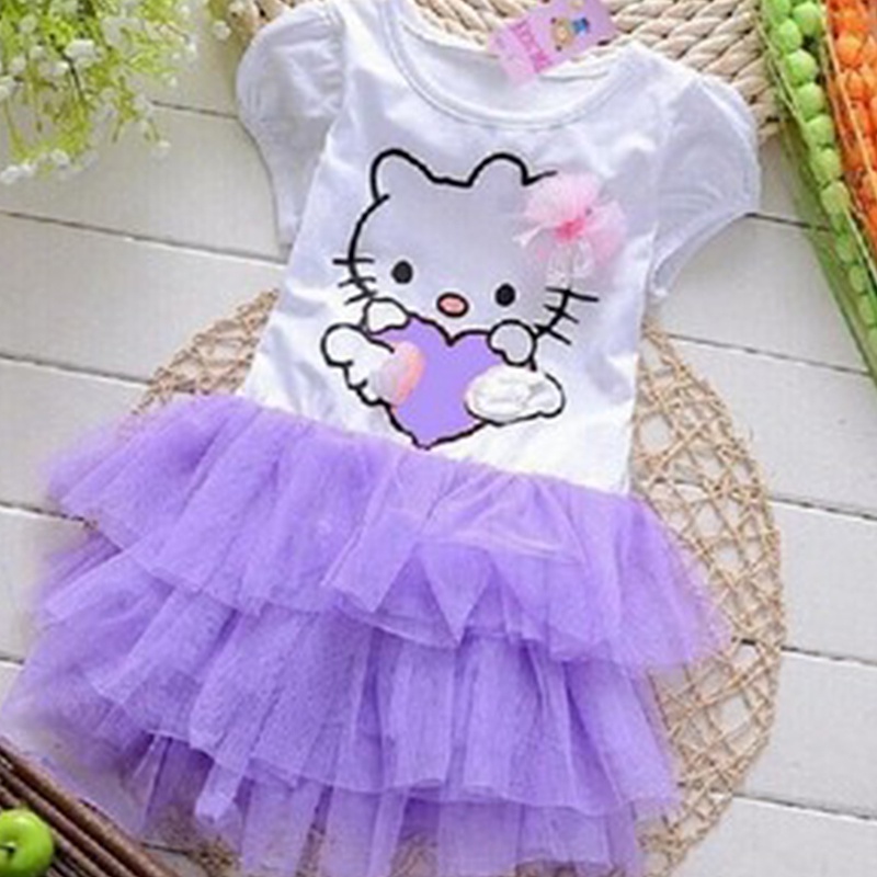 Đầm Xòe Hình Mèo Kitty Đáng Yêu Thời Trang Cho Bé Gái akku