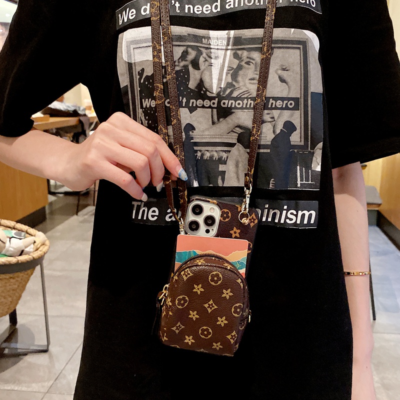 Ốp điện thoại có ngăn ví và dây đeo cho Iphone 13 12 Mini 11 Pro Max X Xs Xr 8 7 6 6s Plus Se 2020 | BigBuy360 - bigbuy360.vn