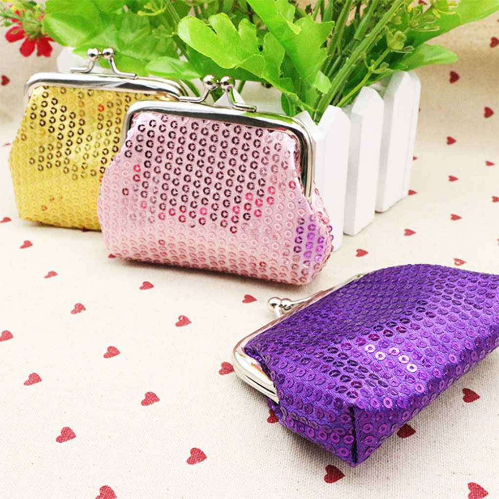 Womens Small Sequin Wallet Card Holder Coin Purse Clutch Handbag for Festival Gift