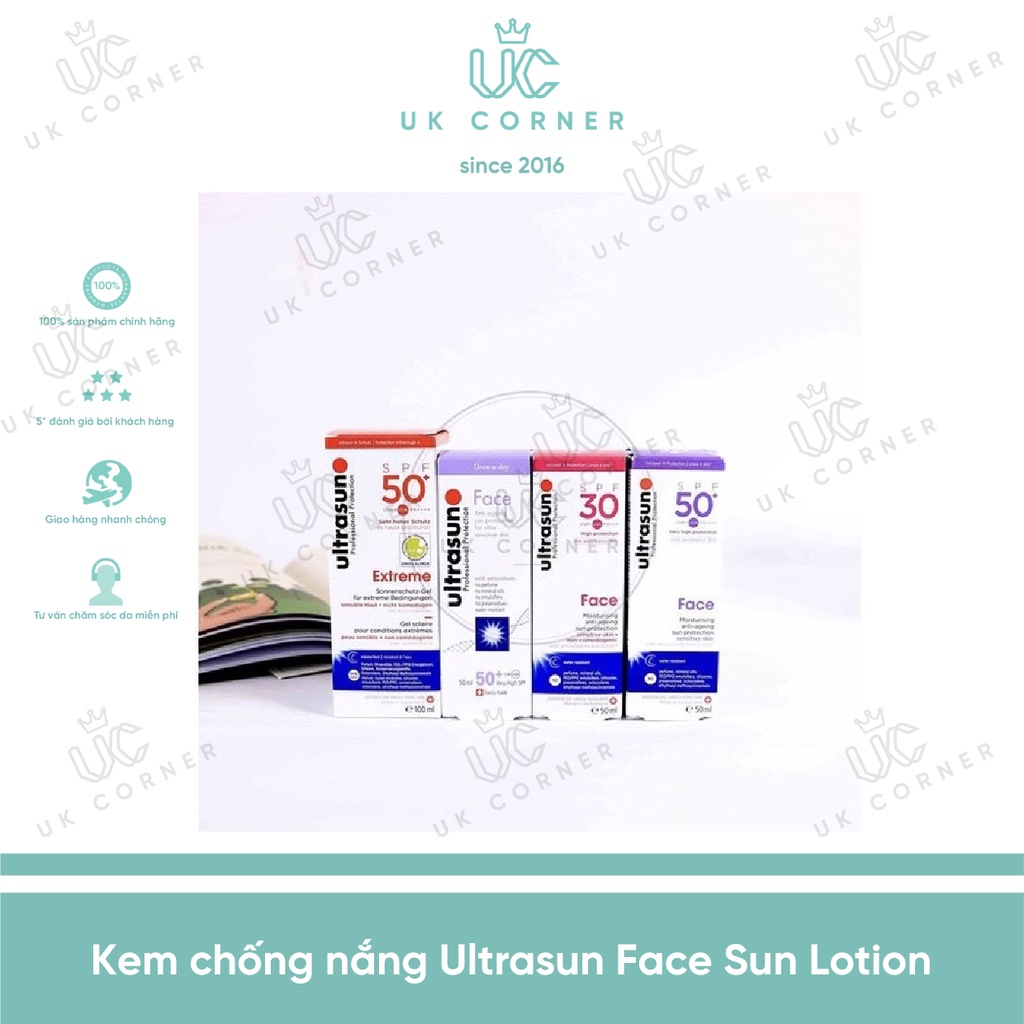 Kem chống nắng chống lão hóa cho da nhạy cảm Ultrasun Face Sun Lotion & Face fluid nhiều phân loại