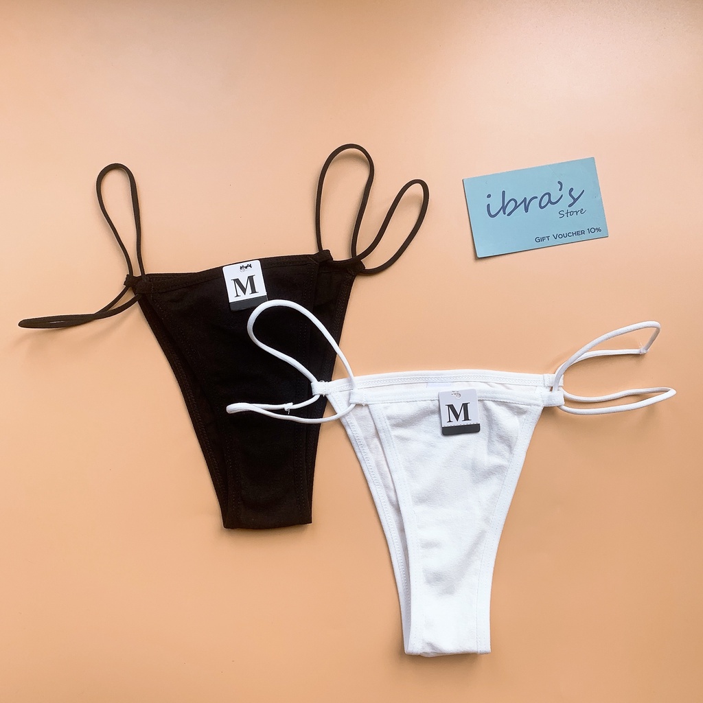 Quần lọt khe nữ sexy cotton trơn thoáng khí, đồ lót 2 dây hông bikini lingerie hông gợi cảm , iBra's store i82