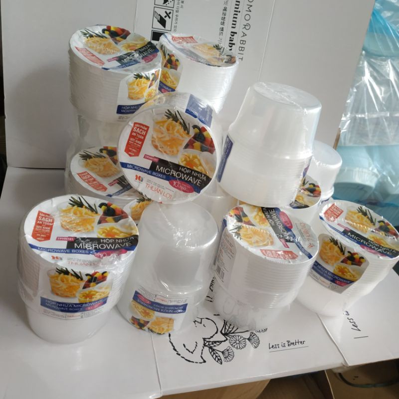 Hộp nhựa tròn đựng thức ăn, hộp nhựa đựng thực phẩm 500 ml - Set 50c cả nắp