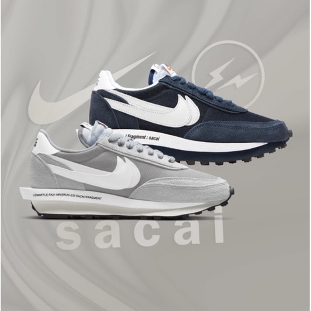 Giày Sacai Waffle Fragment màu xanh Blue