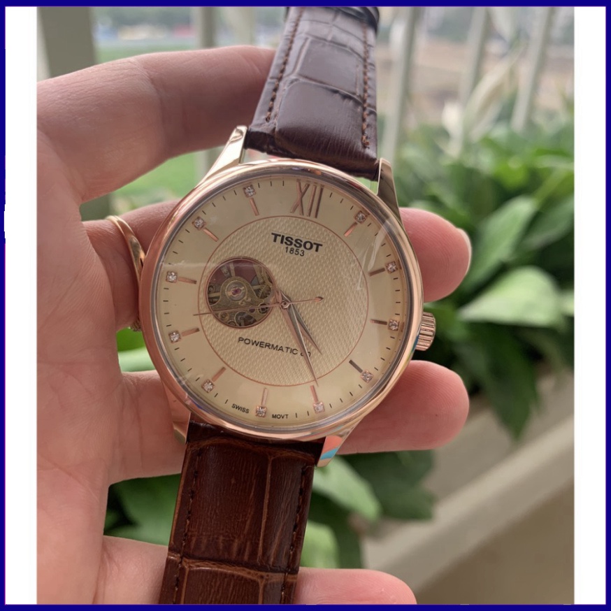 Đồng Hồ cơ Nam TISSOT Dây Da (Nâu) Máy Cơ Cao Cấp free ship toàn quốc