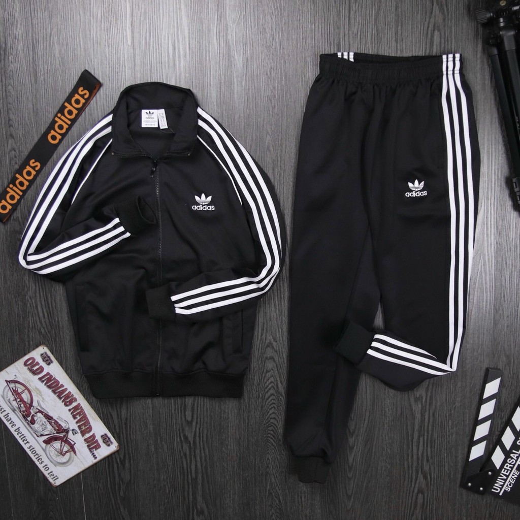 Bộ thể thao nam thun nỉ da 3 sọc co dãn mềm mịn dày dặn